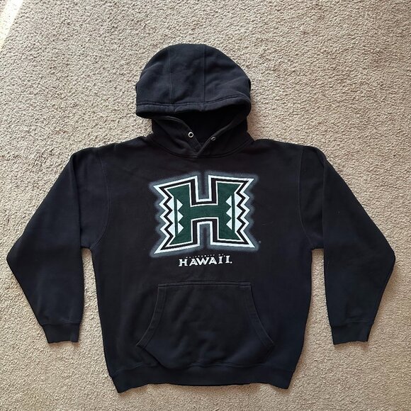 University of Hawaii Sweatshirt Mens Large Pullover Hoodie Lane Seven Black - Picture 1 of 11